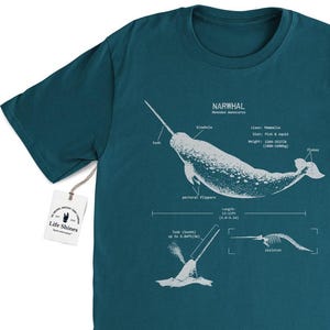 Narwhal Anatomy T Shirt, Narwhal Shirt, Unicorn of the Sea T Shirt, Original Narwhal Drawing