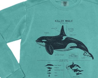 Killer Whale Anatomy Sweatshirt, Marine Biology Sweatshirt, Orca Whale Sweatshirt, Whale Gifts, Beach Sweatshirt, Wildlife Sweatshirt