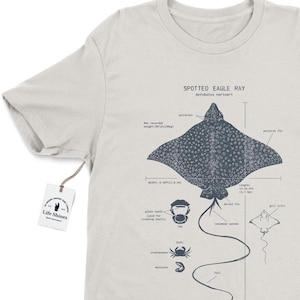 Spotted Eagle Ray Anatomy T shirt, Spotted Eagle Ray T Shirt, Marine Biologist T Shirt, Vintage Eagle Ray Print, Original Eagle Ray Drawing