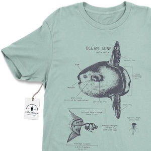 T-shirt oceaan maanvis anatomie, T-shirt Mola Mola, T-shirt wetenschap, dier shirt, strand T-shirt, mariene biologie, strandbedekking, visshirt