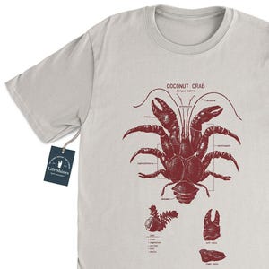 Coconut Crab Anatomy T shirt, Crab Biologist T-shirt, Screen Printed Crab Shirt, Marine Biology Crab T Shirt, Coconut Crab Biology
