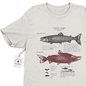 Salmon Life Cycle T shirt, Sockeye Salmon Shirt, Alaskan T Shirt, Marine Biology Shirt, Salmon Migration Shirt, Original Sockeye Salmon Art