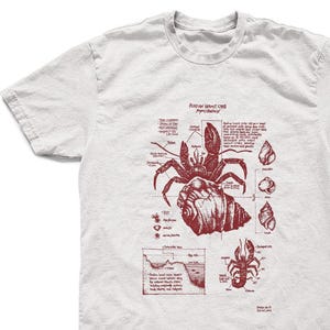 Acadian Hermit Crab Anatomy Tshirt, Screen Printed Hermit Crab Shirt, Crab Biology Diagram, Marine Biology Gifts, Hermit Crab Art