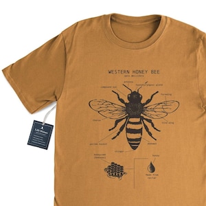 Honey Bee Anatomy T shirt, Western Honey Bee T Shirt, Bee Keeper Shirt, Original Bee Artwork, Honey Bee Biology, Honey Bee Animal Anatomy™