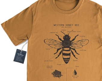 Honey Bee Anatomy T shirt, Western Honey Bee T Shirt, Bee Keeper Shirt, Original Bee Artwork, Honey Bee Biology, Honey Bee Animal Anatomy™