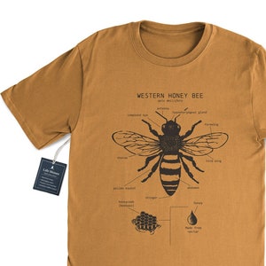 Honey Bee Anatomy T shirt, Western Honey Bee T Shirt, Bee Keeper Shirt, Original Bee Artwork, Honey Bee Biology, Honey Bee Animal Anatomy™ image 1