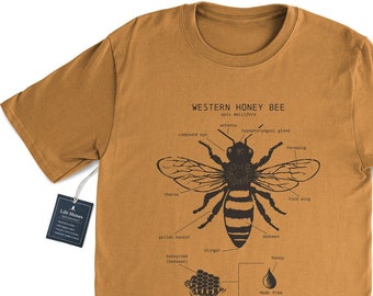 Honey Bee Anatomy T shirt, Western Honey Bee T Shirt, Bee Keeper Shirt, Original Bee Artwork, Honey Bee Biology, Honey Bee Animal Anatomy™