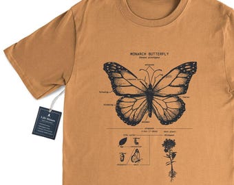 Maglietta anatomia farfalla monarca, maglietta farfalla monarca, maglietta giardiniere, maglietta botanica, maglietta lepidotterologia