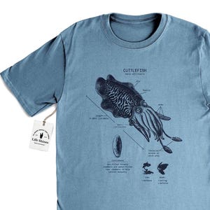 Cuttlefish Anatomy T-shirt, Cuttlefish Biology, Cephalopod T Shirt, Cephalopod Biology Tee, Cuttlefish Screen Print, Marine Biology Gifts