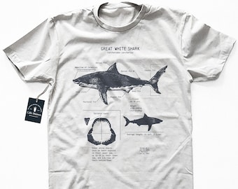 Great White Shark Anatomy T-shirt, Shark Shirt, Great White Shark Biology Shirt, Shark Gift, Great White Shark Drawing, Marine Biology Shirt