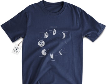 Moon Phase Diagram T Shirt, Astronomy Moon Shirt, Celestial T Shirt, Space Shirt, Moon Phases Screen Print, Moon Art