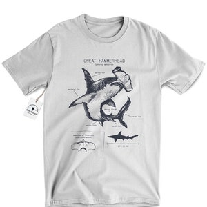 Great Hammerhead Anatomy T Shirt, Hammerhead Shirt, Shark Biology Shirt, Hammerhead Gift, Marine Biology T Shirt, Original Hammerhead Art