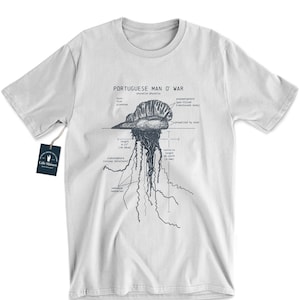 Portuguese Man O' War Anatomy T shirt, Marine Biologist T Shirt, Man O' War T Shirt, Blue Bottle Jellyfish Shirt, Vintage Beach T Shirt