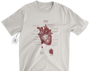 T-shirt Anatomie Du Coeur, Chemise Coeur, Chemise Muscle Cardiaque, Biologie Du Coeur, Chemise Anatomie Humaine, Dessin Anatomie Du Coeur, Art De L'anatomie Du Coeur