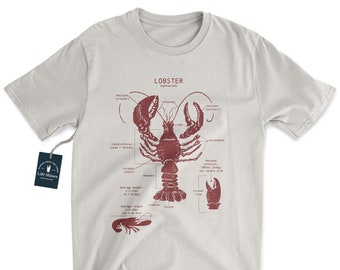 Lobster Anatomy T-shirt, Vintage Lobster Art, Marine Biology Shirt, Cape Cod Gift, Beach T Shirt, Maine Lobster Shirt, Lobster Gift