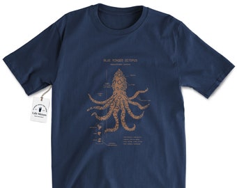 Blue Ringed Octopus Anatomy T-shirt, Blue Ringed Octopus Shirt, Marine Biologist Gift, Octopus Shirt, Octopus Gifts