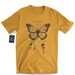 Monarch Butterfly Anatomy T shirt, Monarch Butterfly Shirt, Gardener T Shirt, Botanical T Shirt, Lepidopterology Shirt Honey