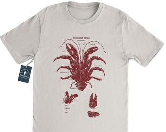 Coconut Crab Anatomy T shirt, Crab Biologist T-shirt, Screen Printed Crab Shirt, Marine Biology Crab T Shirt, Coconut Crab Biology