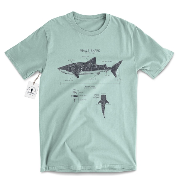 Whale Shark Anatomy T-shirt, Whale Shark T shirt, Marine Biology Shirt, Nautical T Shirt,  Shark Gift, Shark Shirt, Beach T shirt