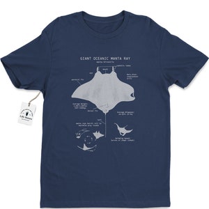 Manta Ray Anatomy T shirt, Giant Oceanic Manta Ray Shirt, Marine Biology T Shirt, Biologist Gifts, Manta Ray Gift, Sailing T Shirt