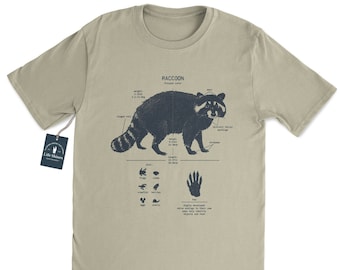 Waschbär Anatomie T-Shirt, Waschbär T-Shirt, Biologe Geschenke, Wildlife T-Shirt, Waschbär Geschenk, Natur T-Shirt, Vintage Waschbär Shirt