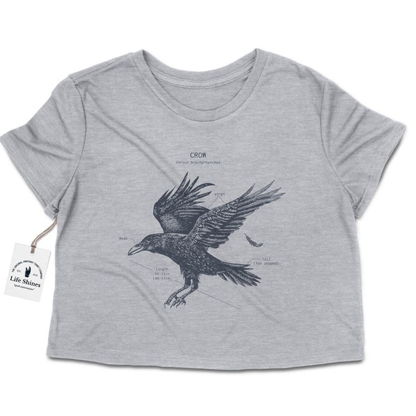 Crow Anatomy Crop Top, Corvus Crop Top, Crow Shirt for Women, Crow T Shirt, Crow Biology, Crow Art, Corvus Art, Corvus Biology