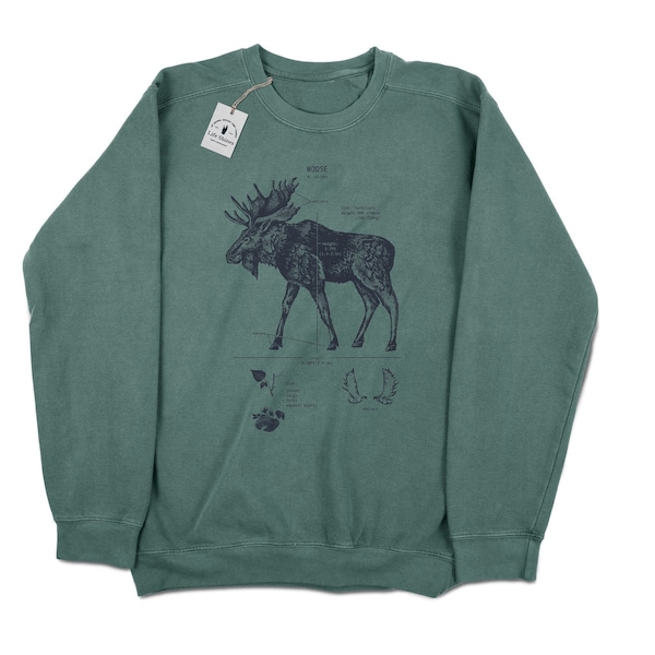 Elch Anatomie Sweatshirt, Elch Crewneck Sweatshirt, Wildtier Sweatshirt, Camping Shirt, Kanadische Elch Sweatshirt, Vintage Elch Print