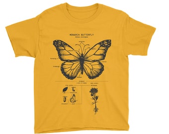 Kids Monarch Butterfly Anatomy T-shirt, Butterfly T-shirt for Kids, Butterfly Gifts, Monarch Shirt, Lepidopterology Gift, Botanical T-shirt