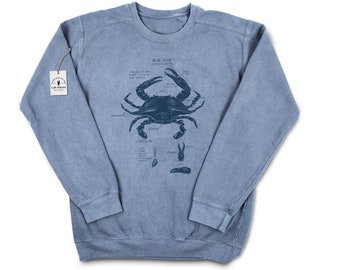 Blue Crab Anatomy Sweatshirt, Crab Sweatshirt, Chesapeake Bay Crab Sweatshirt, Crab Biology Sweatshirt, Maryland Blue Crab Art