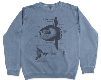 Mola Mola Anatomy Sweatshirt, Ocean Sunfish Sweatshirt, Mola Mola Shirt, Nautical Sweatshirt, Summertime Sweatshirt, Beach Sweatshirt