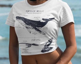 Humpback Whale Anatomy Crop Top, Humpback Whale Crop Top, Marine Biology, Humpback Whale Gifts, Marine Biology, Humpback Whale Screen Print