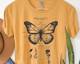 LIMITED EDITION Monarch Butterfly Anatomy Crop Top, Lepidopterist Gifts, Ladies Butterfly Crop Top, Monarch Butterfly Gifts