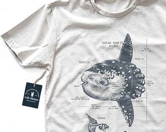 T-shirt Mola Mola Anatomy - crapet marin dessiné à la main, sérigraphie sur coton