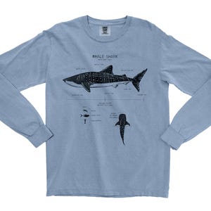 Walhai Anatomie Langarm, Haifisch Shirt, Walhai T-Shirt, Meeresbiologie Shirt, Wissenschaft Shirt, Strand Langarm, Walhai Geschenke Dark Pacific Blue