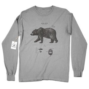 Brown Bear Anatomy Long Sleeve, Grizzly Bear Long Sleeve Shirt, Alaskan Bear Long Sleeve, Brown Bear Biology Screen Print