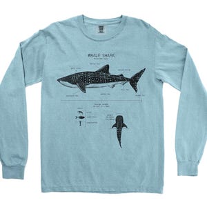 Walhai Anatomie Langarm, Haifisch Shirt, Walhai T-Shirt, Meeresbiologie Shirt, Wissenschaft Shirt, Strand Langarm, Walhai Geschenke Ice Blue