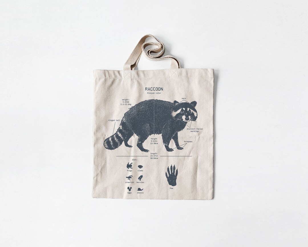 WAITPI Funny Raccoon Tote Bag - "Cute But Feral" Snarky Canvas Shopping Bag, 15.8x15 Inches