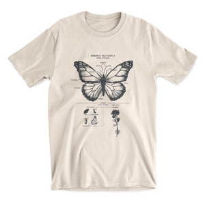 Monarch Butterfly Anatomy T shirt, Monarch Butterfly Shirt, Gardener T Shirt, Botanical T Shirt, Lepidopterology Shirt Beeswax