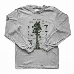 Giant Sequoia Botanical Diagram Long Sleeve Shirt: Hand Screen Printed With Water Based Inks image 3