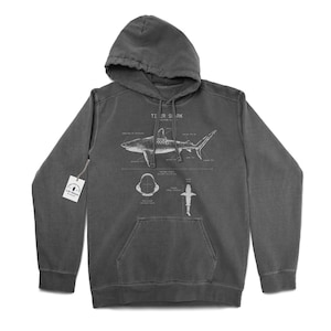 Tiger Shark Anatomy Hoodie, Tiger Shark Sweatshirt, Shark Hoodie, Marine Biology Gifts, Original Tiger Shark Screen Print