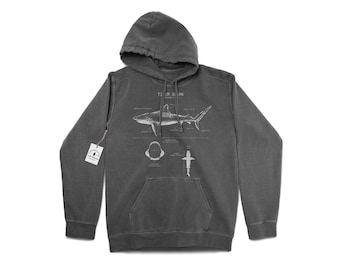Tiger Shark Anatomy Hoodie, Tiger Shark Sweatshirt, Shark Hoodie, Marine Biology Gifts, Original Tiger Shark Screen Print