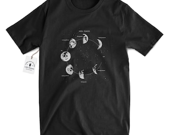 Moon Phase Diagram T-shirt: Celestial Astronomy Screen Print - Etsy