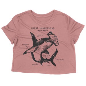 Hammerhead Anatomy Crop Top, Hammerhead Shark Crop Top, Shark Gifts for Girls, Hammerhead Shirt for Women, Marine Biology Crop Top Palo de Rosa
