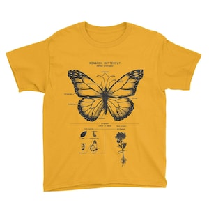 Kids Monarch Butterfly Anatomy T-shirt, Butterfly T-shirt for Kids, Butterfly Gifts, Monarch Shirt, Butterfly Screen Print