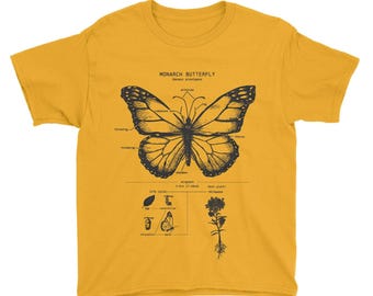 Kids Monarch Butterfly Anatomy T-shirt, Butterfly T-shirt for Kids, Butterfly Gifts, Monarch Shirt, Butterfly Screen Print
