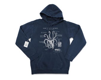 Pacific Octopus Anatomy Hoodie, Giant Pacific Octopus Hoodie, Marine Biologist Hoodie, Pacific Octopus Sweatshirt, Beach Sweatshirt