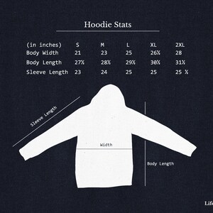 a black and white photo of a hoodie size chart