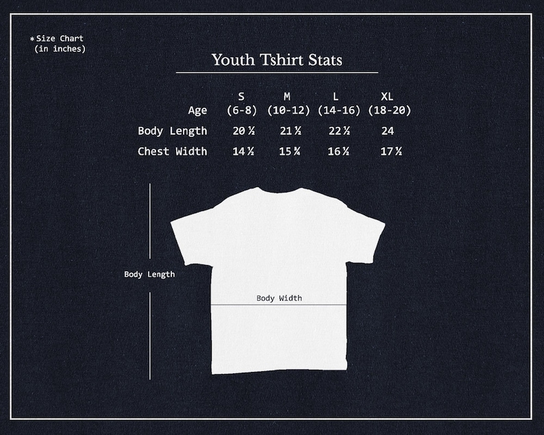 a t - shirt size guide for a youth