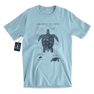 Loggerhead Sea Turtle Anatomy T Shirt, Loggerhead T-shirt, Sea Turtle Gifts, Marine Biologist T Shirt, Vintage Sea Turtle Print Saltwash Blue