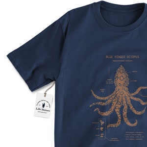 Blue Ringed Octopus Anatomy T-shirt, Blue Ringed Octopus Shirt, Marine Biologist Gift, Octopus Shirt, Octopus Gifts image 2